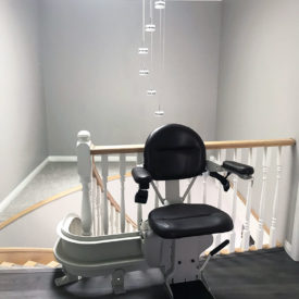 Curved Bruno Stairlift sits out of the way when not in use.